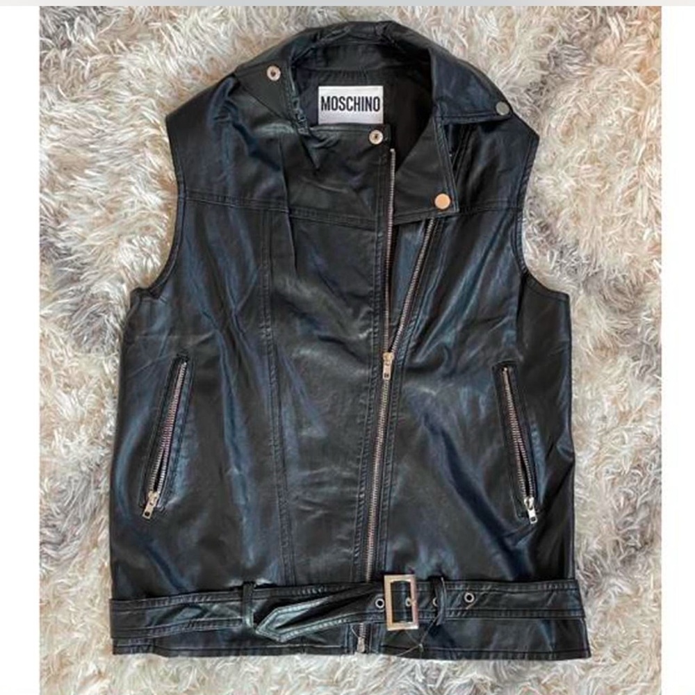 MOSCHINO Pre-Owned Faux Leather Riders Vest